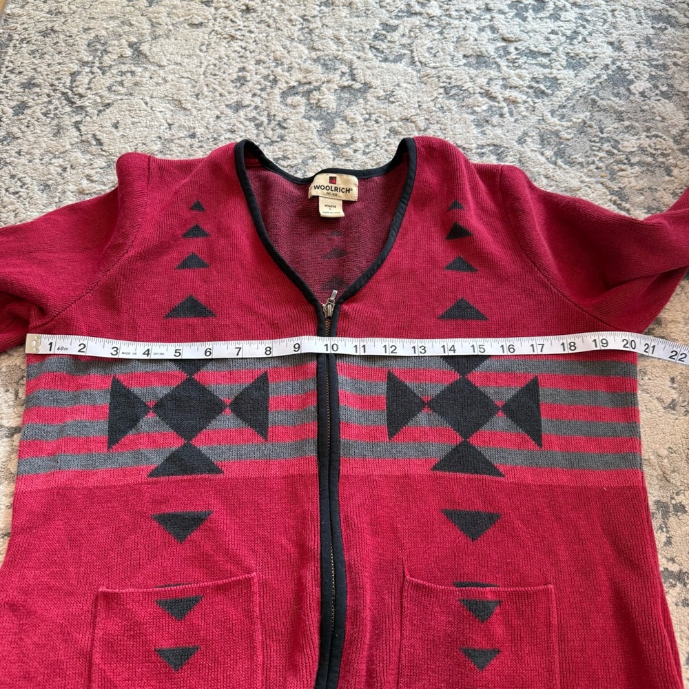 Woolrich Red Women's Cardigan Sweater Size Large Ramie Cotton Holiday Christmas - Picture 8 of 8